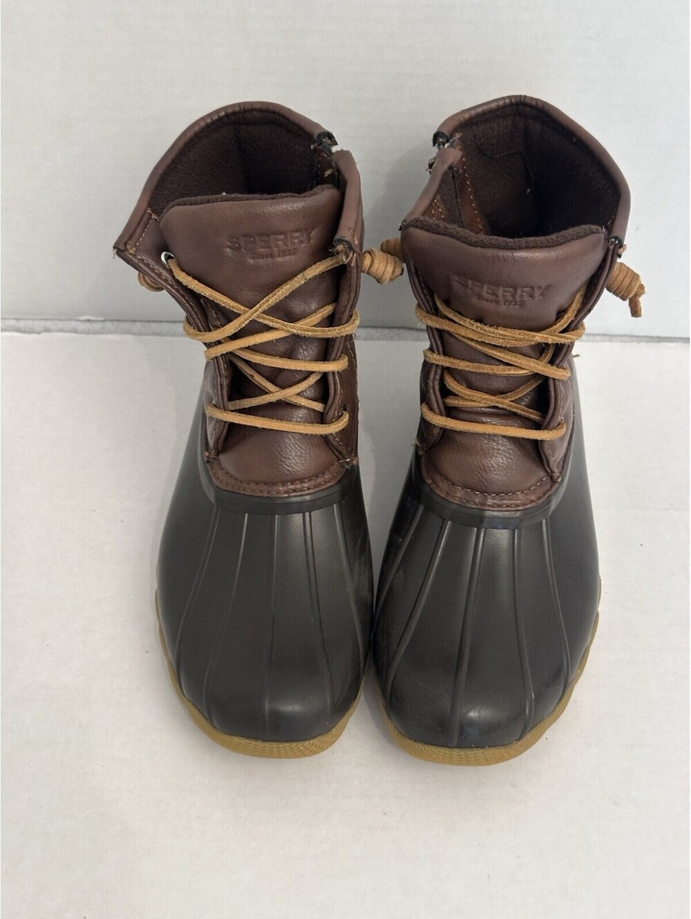 Sperry Saltwater Duck Boots Girls Youth Size 4 Brown Waterproof YG55362 EUC